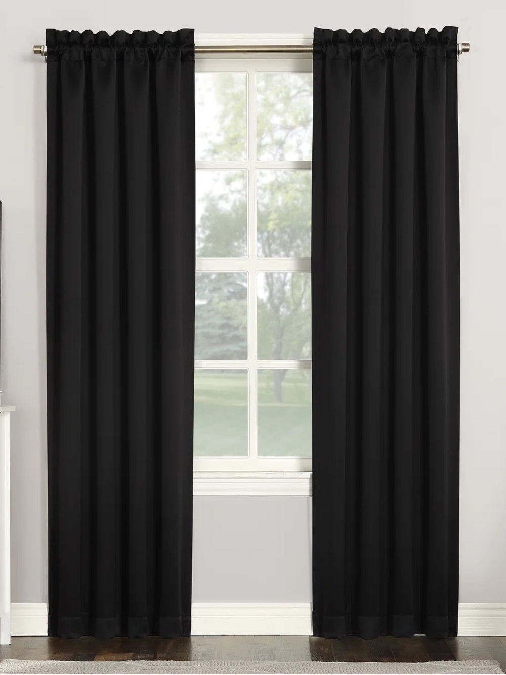 Black Blackout Curtains Set of 2 Panels